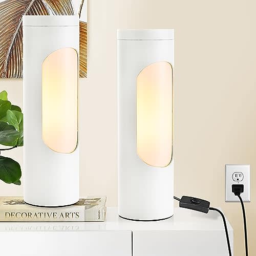 LEDIARY Kosher Lamp, Reading Lamp for Shabbos, White Table Lamps and Nightlight for Living Room Bedroom, T10 Bulb Included (4W Eqv 40W, 400LM, 3000K)-2 Pack