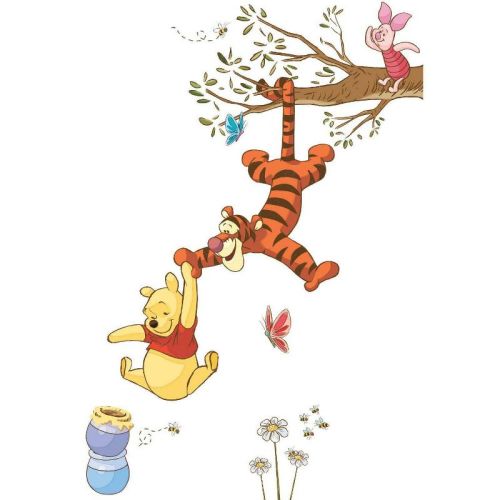 Winnie The Pooh Swinging For Honey Peel and Stick Giant Kids' Wall Decal: RoomMates Vinyl Self-Adhesive Decor, 39 Pieces