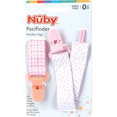 Nuby Infant's 2-Pack Pacifinder Pacifier Clips, Colors May Vary