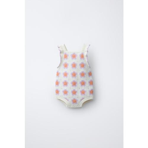 CROCHETED FLOWER KNIT ROMPER - Ecru | ZARA United States