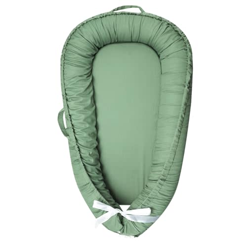 Hooyax Baby Lounger Cover Only, 100% Cotton Newborn Nest Cover, Soft Portable Baby Nest Replacement Cover for Boys Girls, Breathable Infant Lounger Covers, Baby Essential (Green)