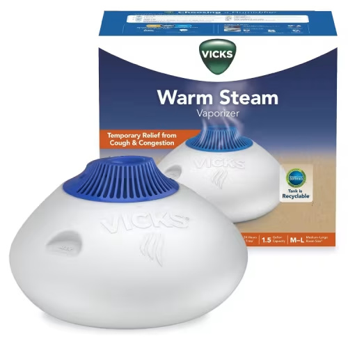 Vicks Warm Steam Vaporizer Humidifier with Night Light - 1.5gal - 600 sq ft - White