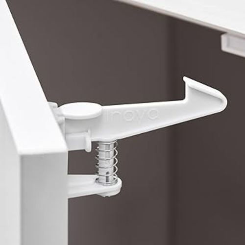 Inaya Cabinet Locks Child Safety Latches - Baby Proofing Cabinets & Drawers Locks - Child Proof Your Home - No Drilling & No Tools Required! (12 Pack - Extended Length Version)