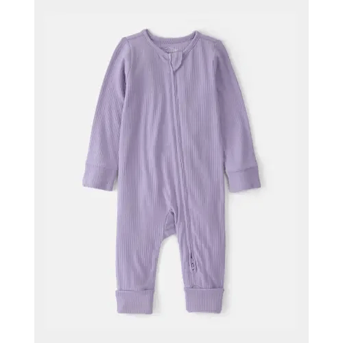 Baby Girl 2-Way Zip PurelySoft Sleep & Play Pajama - Purple