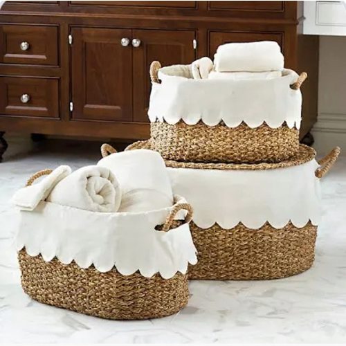BW Wicker Stacking Storage Baskets