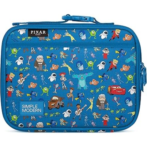 Simple Modern Disney Pixar Kids Lunch Box for School | Reusable Insulated Lunch Bag for Toddler, Girl, and Boy | Exterior & Interior Pockets | Hadley Collection | Pixar Mashup on Blue