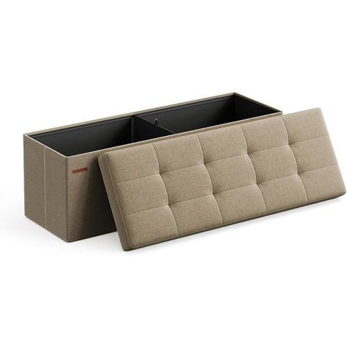SONGMICS 43.3 Inches Folding Storage Ottoman Bench, Load 660 lb