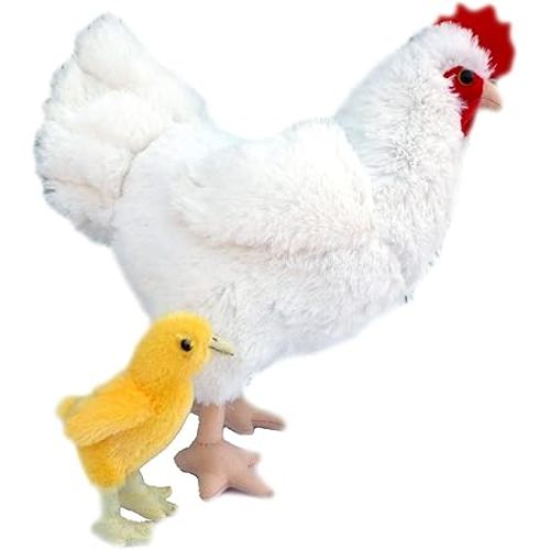 Adore 12" Standing Pearl The Hen Chicken with Baby Chick Plush Stuffed Animal Toy