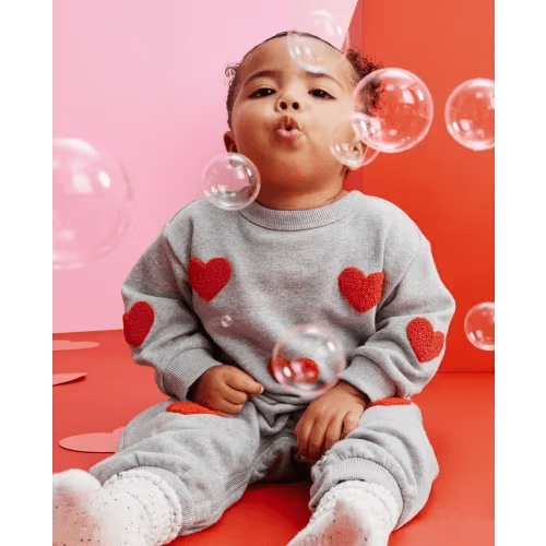 Baby Valentine's Oversized French Terry Romper
