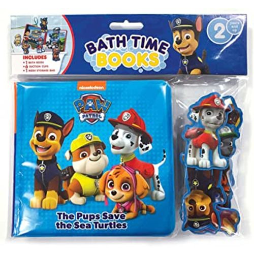 Paw Patrol The Pups Save the Sea Turtles Bath Time Books - Activity Books for kids, Bath book, 6 Padded suction cups, 1 Mesh bag