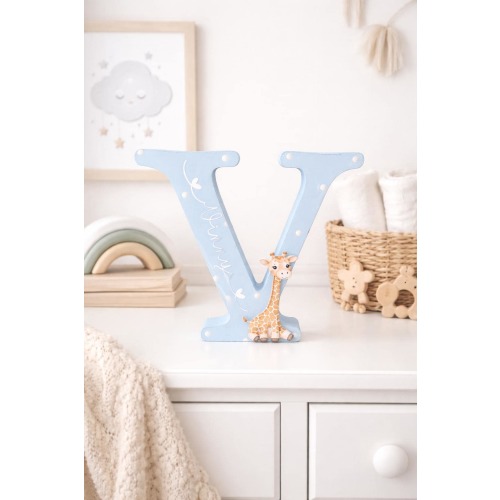 Personalised Wooden Giraffe Letter, Jungle Theme Nursery Decor, New Baby Gift