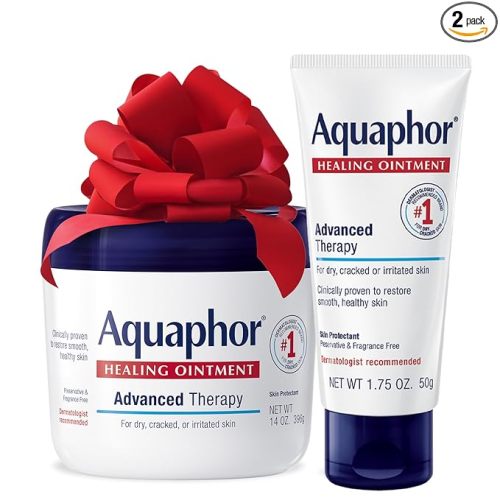 Aquaphor Healing Ointment Skin Care Set, Body Moisturizer for Dry Skin, Minor Cuts and Burns, Dry Cuticles, Cracked Heels, Hands and Lips, Holiday Gifts for Self Care, 14 Oz Jar + 1.75 Oz Tube