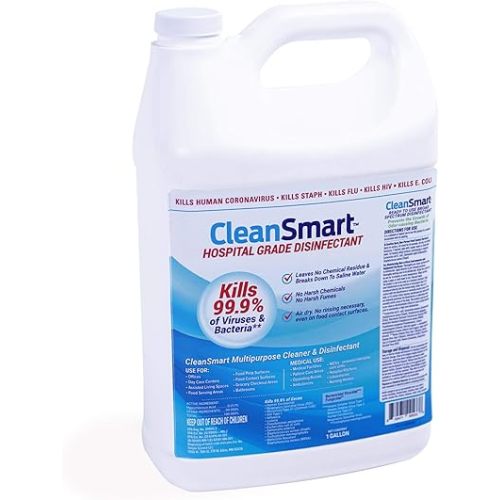 CleanSmart Hospital Disinfectant, Kills 99.9% of Viruses and Bacteria, Hypochlorous Acid Technology, EPA Registered, 1 Gallon (HOCL)