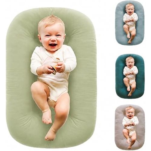 100% Cotton Baby Lounger Support Cushion, Home & Travel,Sage Green