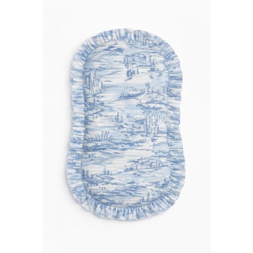 Blue Toile Ruffle Zipper Lounger Cover - Soft Louger Cover - Baby Lounger Cover 100% Cotton Fabric - Washable lounger cover