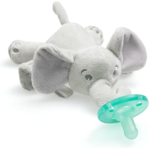 Philips AVENT Soothie Snuggle Pacifier Holder with Detachable Pacifier, 0m+, Elephant, SCF347/03- 1 Count (Pack of 1)