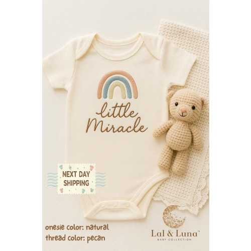 Little Miracle Baby Onesie®,Gender Neutral Embroidered Baby  Announcement Onesies ® Newborn Coming Home Outfit.