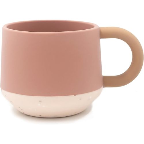 Silicone Toddler Cup – Toddler Open Cup with Handle – BPA-Free Baby Open Mug – 10 oz Non-Toxic, Durable, Unbreakable Mug – Dishwasher & Microwave Safe (Terracotta/Blush Speckle)