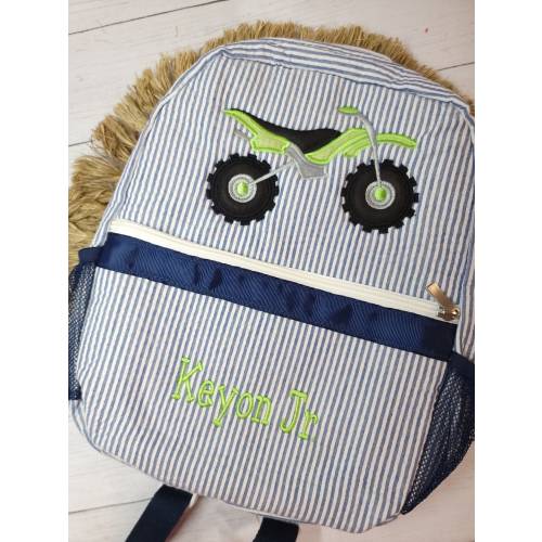 Applique seersucker backpack, personalized backpack, girl birthadooo