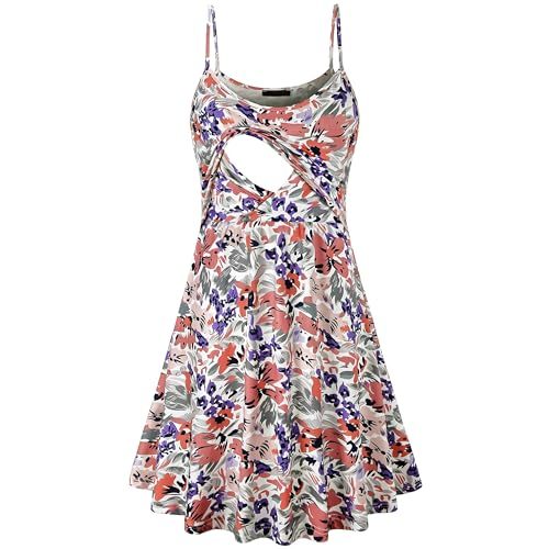 connche Floral Maternity Summer Dress Spaghetti Strap Nursing Breastfeeding