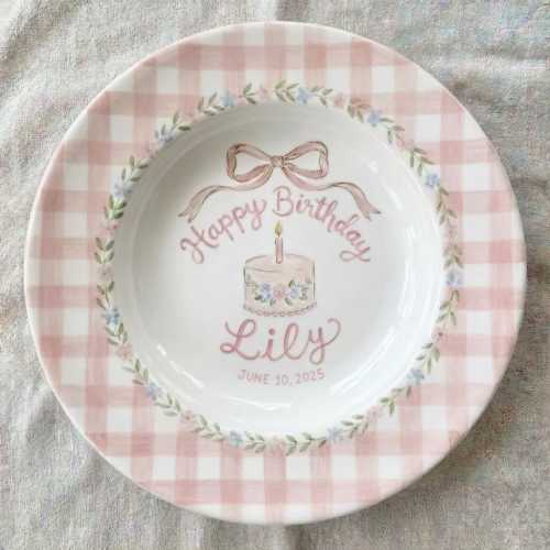 Personalized Happy Birthday Plate – Handcrafted Hand Painted Ceramic Gift – Personalized Kids Keepsake Plate- BCP77