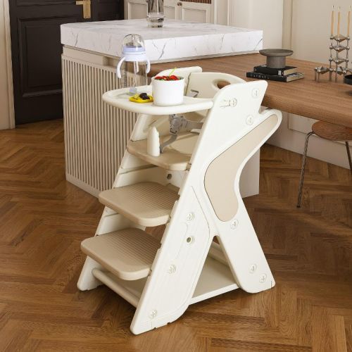 KWPZQEB 3-in-1 High Chair for Baby, Adjustable Baby to Toddler Seat, 5-Point Seat Belts & Movable Plate, Easy Clean