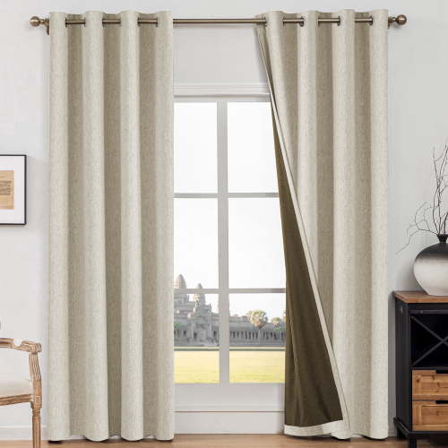JIATER Blackout Curtains,52 x 84 inch Blackout Curtains Set of 2 for Bedroom Living Room,Thermal Insulated Room Darkening Drapes with Grommet,Beige