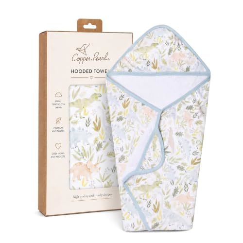 Copper Pearl Hooded Bath Towels Premium Knit/Terry Cloth Baby Towels with Hood, Pockets, and Cool Designs - Great to Gift and Make Bath Time Fun - Baby Bath Towel, Rex