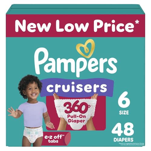 Pampers Diapers - Cruisers 360 - Size 6, 48 Count, Babyproof up to 100% Leakproof Pull-On Diaper