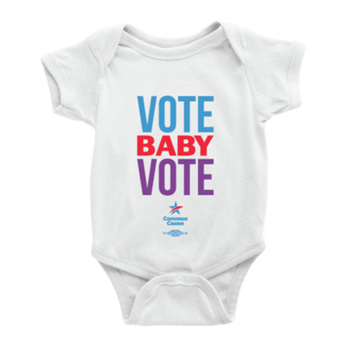Vote Baby Vote White Onesie - Common Cause
