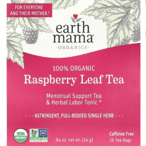 Organics, 100% Organic Raspberry Leaf Tea, Caffeine Free, 16 Tea Bags, 0.84 oz (24 g)