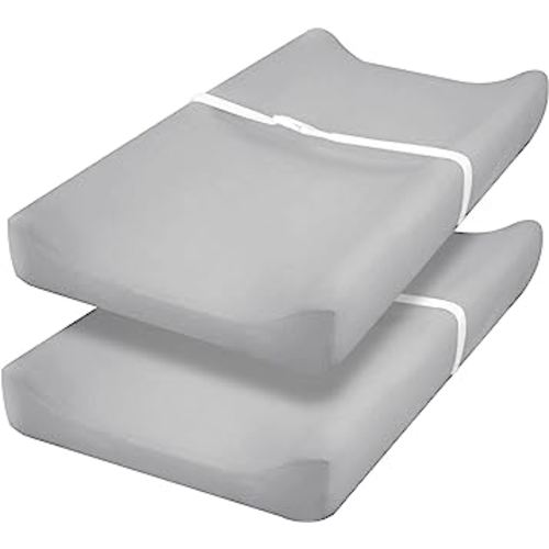 PHF Baby Changing Pad Covers for Boys Girls, 2 Pack Ultra Soft Breathable Microfiber Changing Pad Table Sheets for Most Baby Changing Pads, Grey & Grey