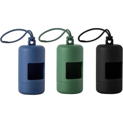 SLSON 3Pack Dog Poop Bag Holder for Leash Lightweight Pet Waste Bag Dispenser with Leash Attachment Portable Plastic Doggie Poop Bag Dispensers,Blue Green Black