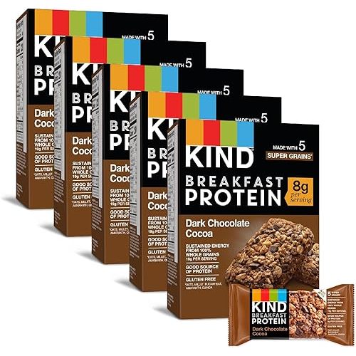 KIND Breakfast Protein Bars, Dark Chocolate Cocoa, Healthy Snacks, Gluten Free, 8g Protein, 30 Count