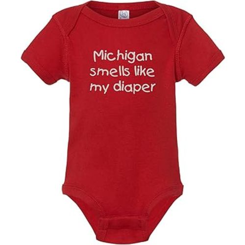 Campus Originals Ohio State Buckeyes Baby Infant Birthday Gift Michigan Smells Like My Diaper Funny Rival Team Bodysuit