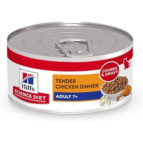 Hill's Science Diet Adult 7+ Wet Cat Food, Chicken Minced, 2.9 oz. Cans, 24-Pack