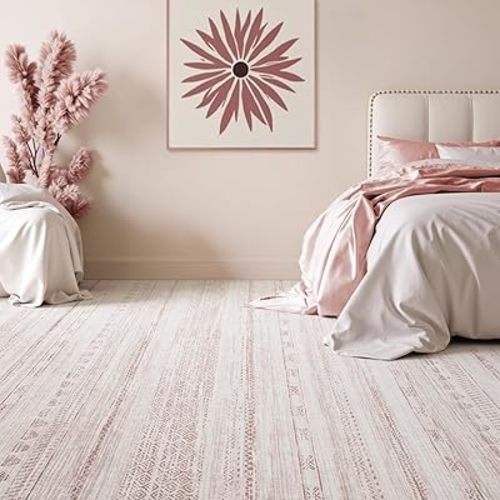 5x7 Pink Area Rugs for Living Room Machine Washable Rug Distressed Girls Nursery Rug Indoor Carpet Neutral Moroccan Boho Ultra Soft Area Rug for Bedroom Dining Room Playroom Office