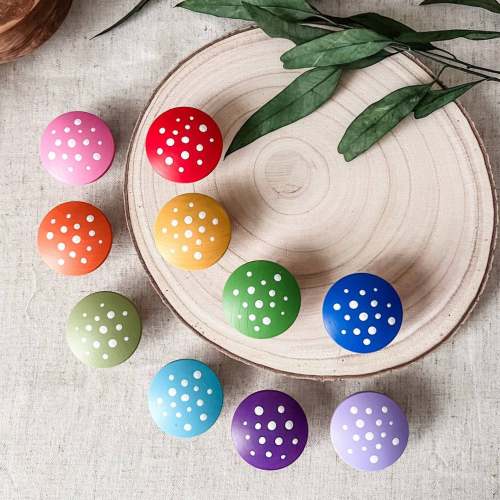 10 Large Rainbow Mushrooms | Chickadees Wooden Toys