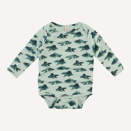long sleeve lap neck bodysuit | blue goldfish | bamboo – kate quinn