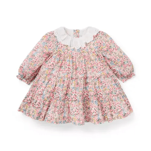 Baby Pale Rose Ditsy Floral Baby Ditsy Floral Eyelet Collar Dress by Janie and Jack