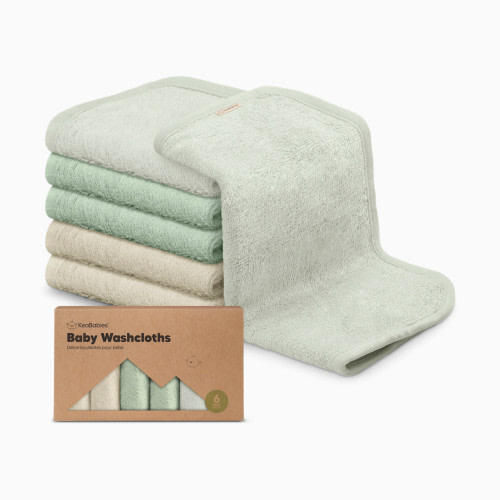 KeaBabies Deluxe Baby Bamboo Viscose Washcloths (6 Pack) - Hills, 6