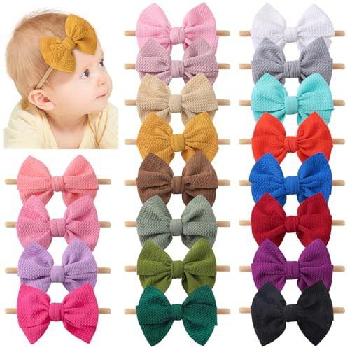yoyokid Hairband, 20 PCS Baby Girls Nylon Headbands Super Soft Baby Hair bands with Bows Elastic Hair Accessories for Newborn Infant Toddler