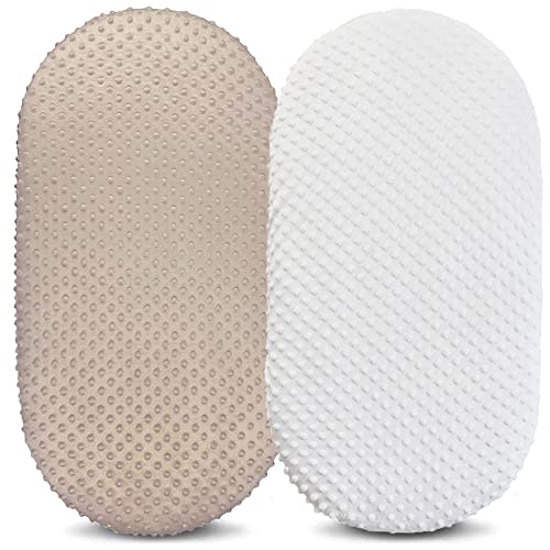 Owlowla Bassinet Sheet Set,Ultra Soft Minky Cradle Sheets Universal Fitted Bassinet Pad/Mattress for Baby Boys Girls(Ivory/Khaki)