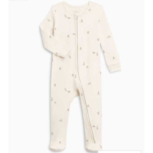 3-6 M Peyton Zipper Sleeper | Bunny / Oat + Clay