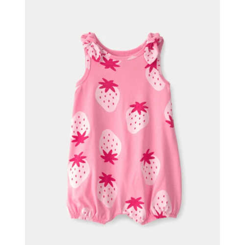 Baby Girl Strawberry Sleeveless Romper - Pink | Carter's