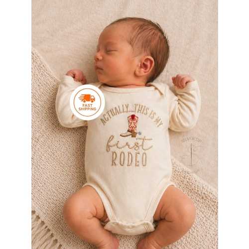 Embroidered Actually…This is my first Rodeo Bodysuit, Baby’s First Rodeo Bodysuit, Cowboy Bodysuit, My First Rodeo Cute Baby Shower Gift