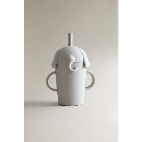 CHILDREN'S ELEPHANT TUMBLER WITH STRAW