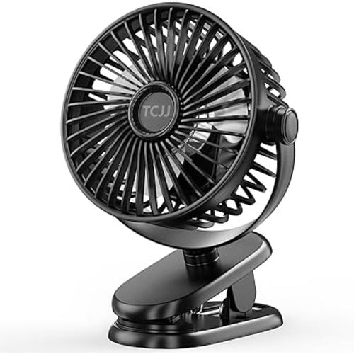 Portable Clip on Fan, Rechargeable Stroller Fan, USB Desk Fans With TYPE-C Port 5200 mAh Battery Operated 3 Speed 360° Rotatable Personal Small Mini Table Fan for Pram Car Seat Crib Golf Cart Camping