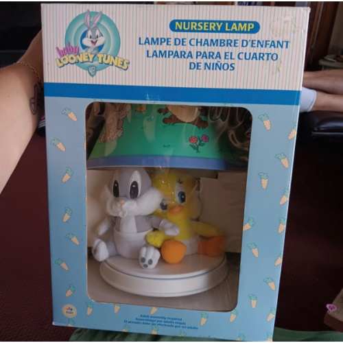 1999 Vtg Baby Looney Tunes Tweety Bird Bugs Bunny Nursery Lamp NIB