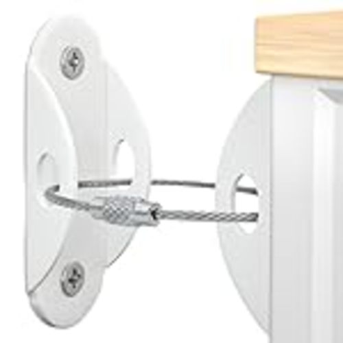 Booda Brand Furniture Anchors (10 Pack) for Baby Proofing, Furniture Straps Anti Tip Furniture Anchor Securing 400 lbs/Keep Baby Pet Safety from Falling Furniture, Metal White Earthquake Straps